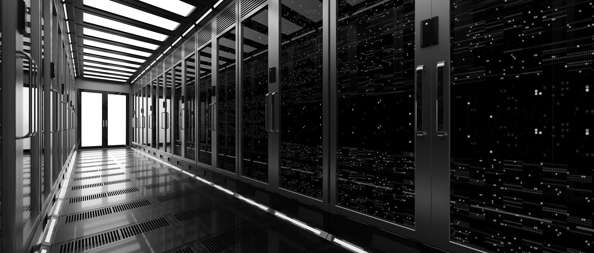 Fachsymposium Cloud-Lösungen - zu sehen ist ein dunkler Serverraum